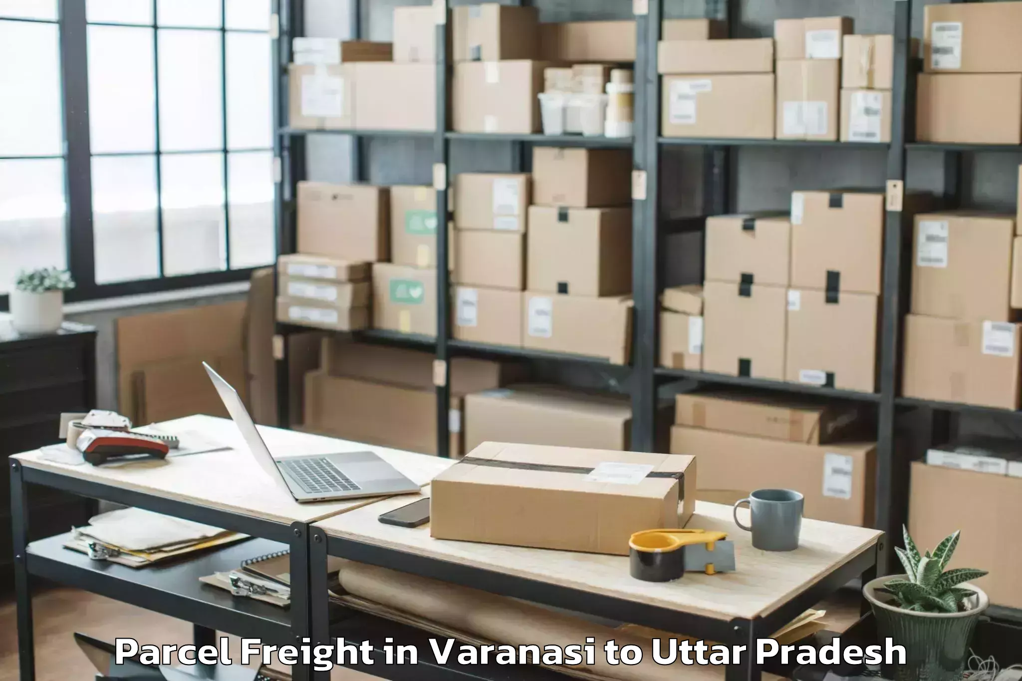 Book Varanasi to Maholi Parcel Freight